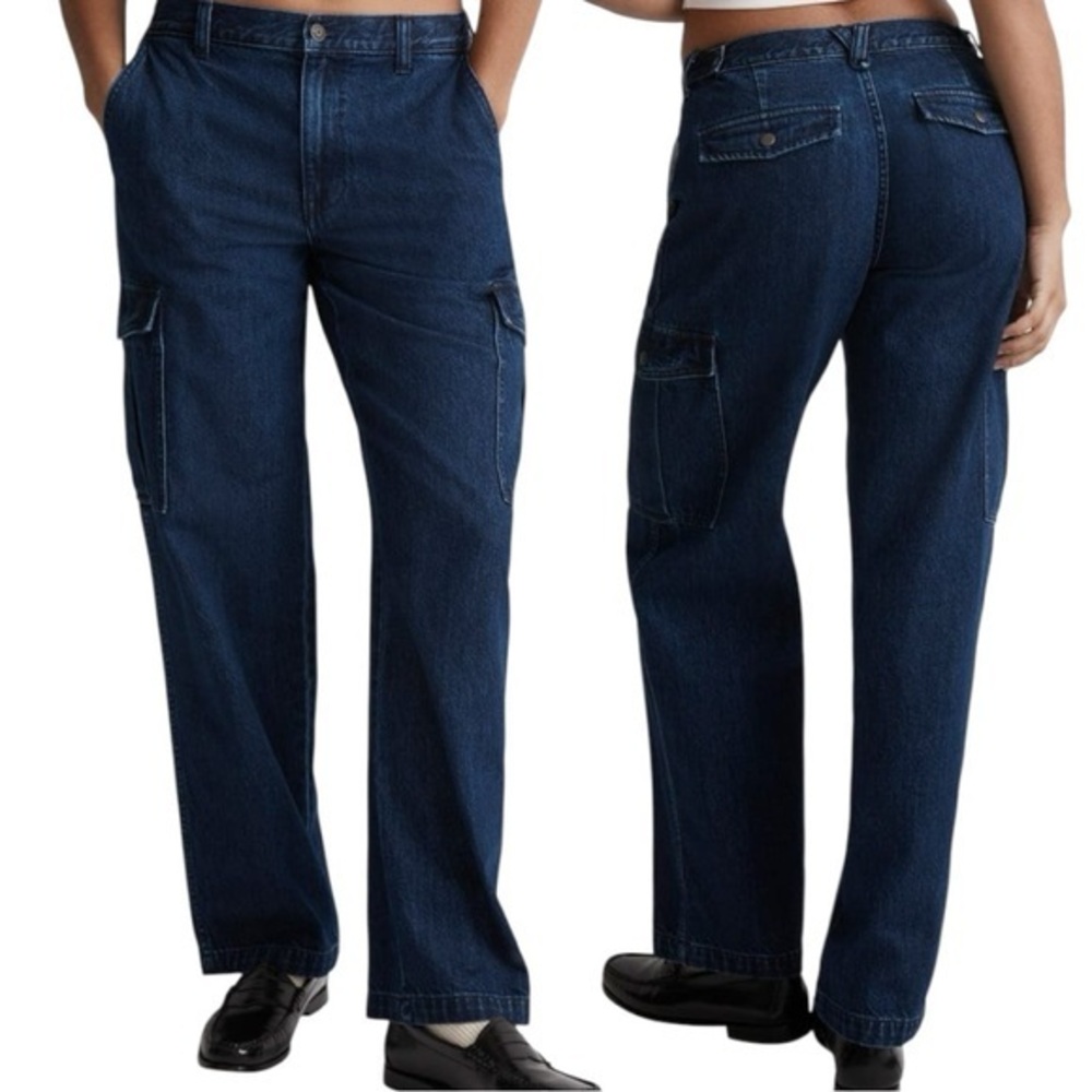 NWT Madewell Low-Slung Straight Cargo Jeans size 29 in Dark Wash